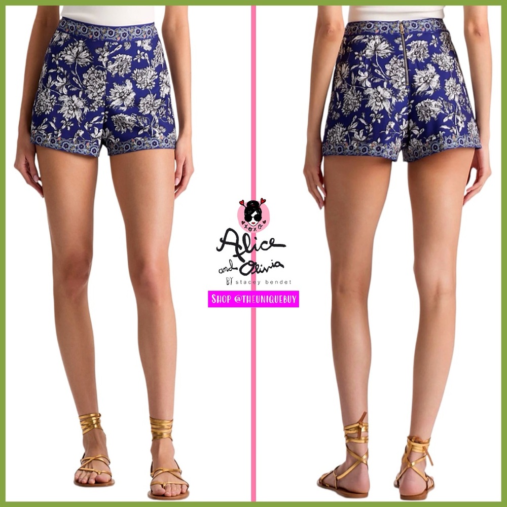 Alice + Olivia Hera Floral Multi Zip Shorts